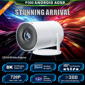 Salange P300 Mini Portable Projector - 4K 8K Video Decoding, 720P HD, Android 11, Wi-Fi, BT 5.1, view 2
